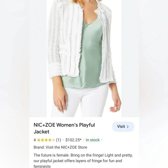 NIC & Zoe playful Jacket XXL,fray,fringes,white Boxy,cotton,cottagecore EC - Picture 1 of 14